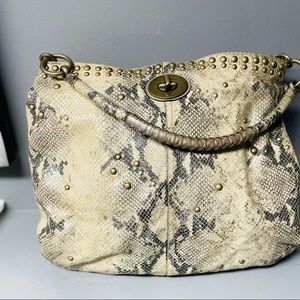 Gold Snake Print Leather LARGE Coach Bag